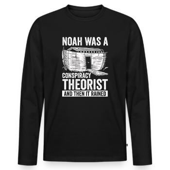 Noah war ein Verschwörungstheoretiker und es regnete - Männer Premium Bio Langarmshirt - Schwarz - Vorne - Nico (187cm)