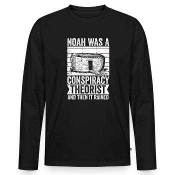 Noé était un théoricien du complot et il pleuvait - T-shirt manches longues Premium bio Homme - noir - Devant - Nico (187cm)