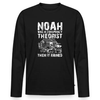 Noé était un théoricien du complot et il pleuvait - T-shirt manches longues Premium bio Homme - noir - Devant - Nico (187cm)