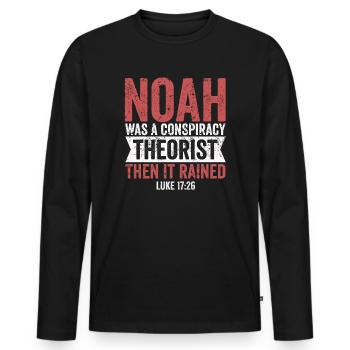 Noé était un théoricien du complot et il pleuvait - T-shirt manches longues Premium bio Homme - noir - Devant - Nico (187cm)