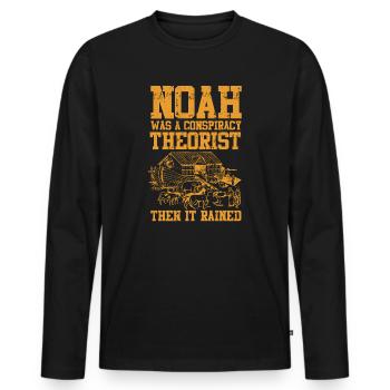Noé était un théoricien du complot et il pleuvait - T-shirt manches longues Premium bio Homme - noir - Devant - Nico (187cm)