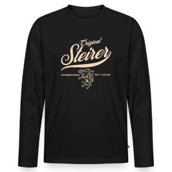 Vntage Original Steirer Typografie - Männer Premium Bio Langarmshirt - Schwarz - Vorne - Nico (187cm)