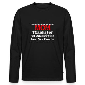Maman merci de ne pas m’avaler aime ton - T-shirt manches longues Premium bio Homme - noir - Devant - Nico (187cm)