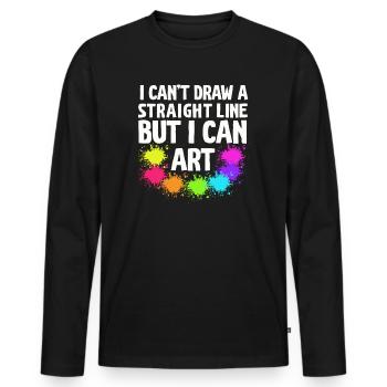 Ich kann keine gerade Linie zeichnen, aber ich kann Kunst - Männer Premium Bio Langarmshirt - Schwarz - Vorne - Nico (187cm)