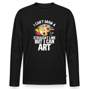 Je ne peux pas tracer une ligne droite mais je peux Art - T-shirt manches longues Premium bio Homme - noir - Devant - Nico (187cm)