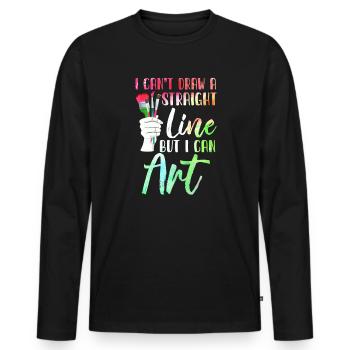 Je ne peux pas tracer une ligne droite mais je peux Art - T-shirt manches longues Premium bio Homme - noir - Devant - Nico (187cm)