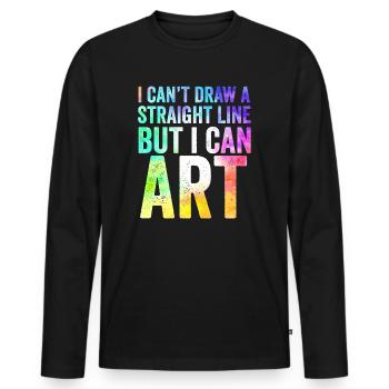Je ne peux pas tracer une ligne droite mais je peux Art - T-shirt manches longues Premium bio Homme - noir - Devant - Nico (187cm)
