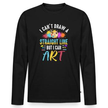 Je ne peux pas tracer une ligne droite mais je peux Art - T-shirt manches longues Premium bio Homme - noir - Devant - Nico (187cm)