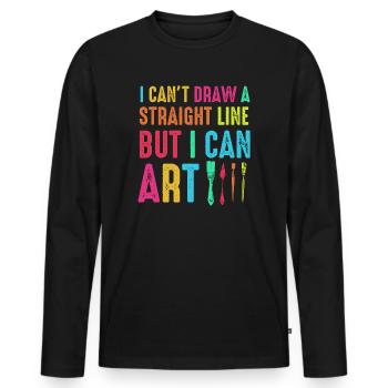 Je ne peux pas tracer une ligne droite mais je peux Art - T-shirt manches longues Premium bio Homme - noir - Devant - Nico (187cm)