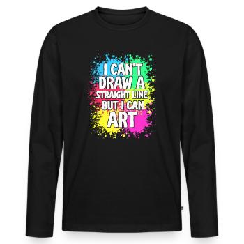 Je ne peux pas tracer une ligne droite mais je peux Art - T-shirt manches longues Premium bio Homme - noir - Devant - Nico (187cm)