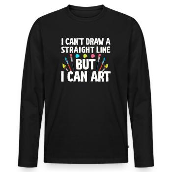 Je ne peux pas tracer une ligne droite mais je peux Art - T-shirt manches longues Premium bio Homme - noir - Devant - Nico (187cm)