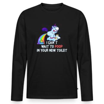 Ich kann es kaum erwarten, in deine neue Toilette zu - Männer Premium Bio Langarmshirt - Schwarz - Vorne - Nico (187cm)