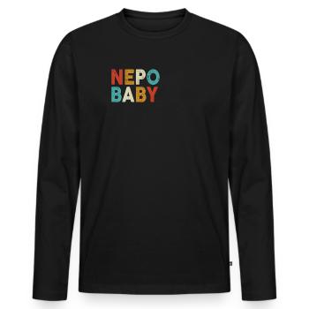 Népotisme Nepo Bébé - T-shirt manches longues Premium bio Homme - noir - Devant - Nico (187cm)