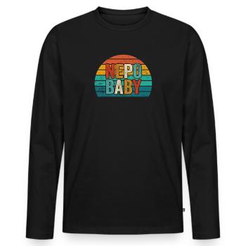 Népotisme Nepo Bébé - T-shirt manches longues Premium bio Homme - noir - Devant - Nico (187cm)