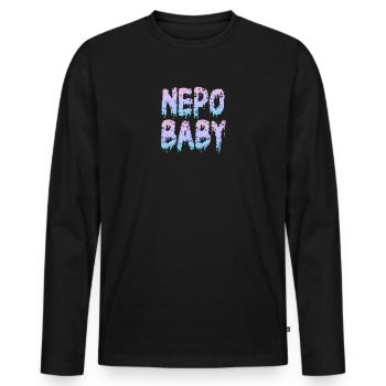 Népotisme Nepo Bébé - T-shirt manches longues Premium bio Homme - noir - Devant - Nico (187cm)