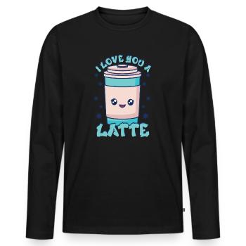 I Love You A Latte Couples Romance - T-shirt manches longues Premium bio Homme - noir - Devant - Nico (187cm)