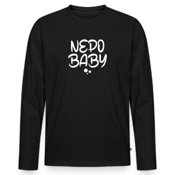 Népotisme Nepo Bébé - T-shirt manches longues Premium bio Homme - noir - Devant - Nico (187cm)