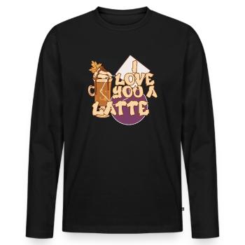 Ich liebe dich Eine Latte Pärchen Romanze - Männer Premium Bio Langarmshirt - Schwarz - Vorne - Nico (187cm)