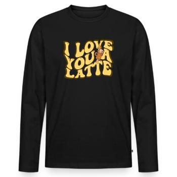 I Love You A Latte Couples Romance - T-shirt manches longues Premium bio Homme - noir - Devant - Nico (187cm)