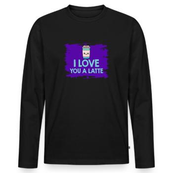 I Love You A Latte Couples Romance - T-shirt manches longues Premium bio Homme - noir - Devant - Nico (187cm)