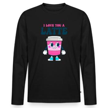 I Love You A Latte Couples Romance - T-shirt manches longues Premium bio Homme - noir - Devant - Nico (187cm)