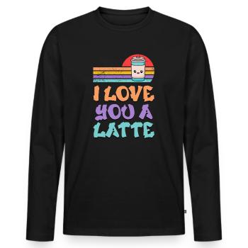 Ich liebe dich Eine Latte Pärchen Romanze - Männer Premium Bio Langarmshirt - Schwarz - Vorne - Nico (187cm)