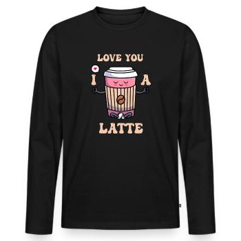 I Love You A Latte Couples Romance - T-shirt manches longues Premium bio Homme - noir - Devant - Nico (187cm)