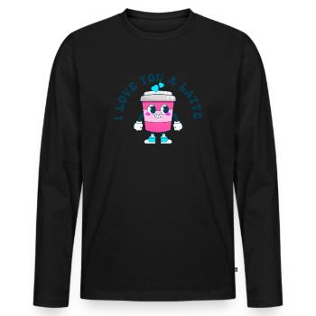 Ich liebe dich Eine Latte Pärchen Romanze - Männer Premium Bio Langarmshirt - Schwarz - Vorne - Nico (187cm)