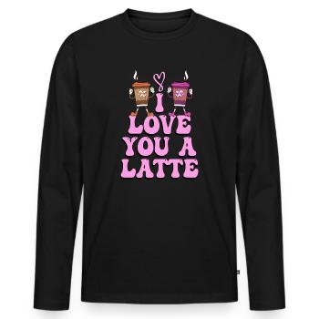 Ich liebe dich Eine Latte Pärchen Romanze - Männer Premium Bio Langarmshirt - Schwarz - Vorne - Nico (187cm)