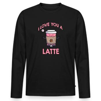 Ich liebe dich Eine Latte Pärchen Romanze - Männer Premium Bio Langarmshirt - Schwarz - Vorne - Nico (187cm)