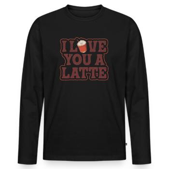 I Love You A Latte Couples Romance - T-shirt manches longues Premium bio Homme - noir - Devant - Nico (187cm)