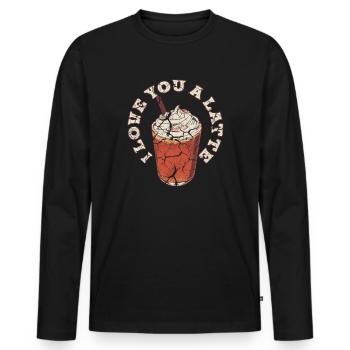 Ich liebe dich Eine Latte Pärchen Romanze - Männer Premium Bio Langarmshirt - Schwarz - Vorne - Nico (187cm)