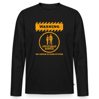 Avertissement officiellement célibataire attitude avide - T-shirt manches longues Premium bio Homme - noir - Devant - Nico (187cm)