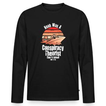 Noé était un théoricien du complot et il pleuvait - T-shirt manches longues Premium bio Homme - noir - Devant - Nico (187cm)