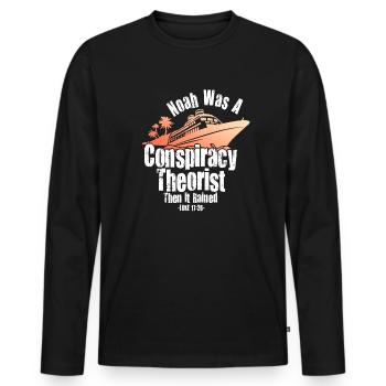 Noé était un théoricien du complot et il pleuvait - T-shirt manches longues Premium bio Homme - noir - Devant - Nico (187cm)