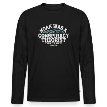 Noé était un théoricien du complot et il pleuvait - T-shirt manches longues Premium bio Homme - noir - Devant - Nico (187cm)