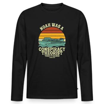 Noé était un théoricien du complot et il pleuvait - T-shirt manches longues Premium bio Homme - noir - Devant - Nico (187cm)