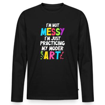 Je ne suis pas une peinture d’art moderne amusante et désordonnée - T-shirt manches longues Premium bio Homme - noir - Devant - Nico (187cm)