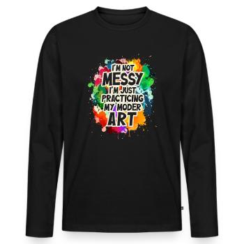 Ich bin kein chaotisches Gemälde mit moderner Kunst - Männer Premium Bio Langarmshirt - Schwarz - Vorne - Nico (187cm)