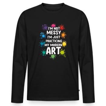 Ich bin kein chaotisches Gemälde mit moderner Kunst - Männer Premium Bio Langarmshirt - Schwarz - Vorne - Nico (187cm)