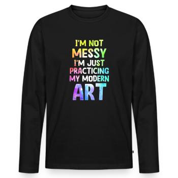 Je ne suis pas une peinture d’art moderne amusante et désordonnée - T-shirt manches longues Premium bio Homme - noir - Devant - Nico (187cm)