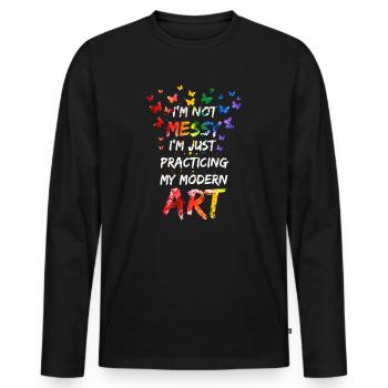 Je ne suis pas une peinture d’art moderne amusante et désordonnée - T-shirt manches longues Premium bio Homme - noir - Devant - Nico (187cm)