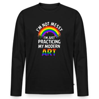 Ich bin kein chaotisches Gemälde mit moderner Kunst - Männer Premium Bio Langarmshirt - Schwarz - Vorne - Nico (187cm)
