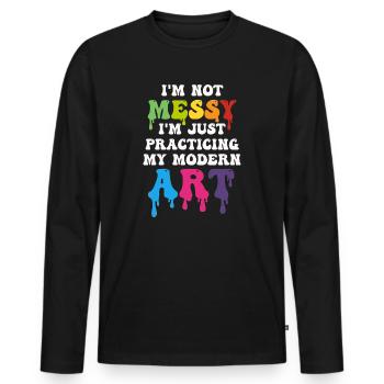 Je ne suis pas une peinture d’art moderne amusante et désordonnée - T-shirt manches longues Premium bio Homme - noir - Devant - Nico (187cm)