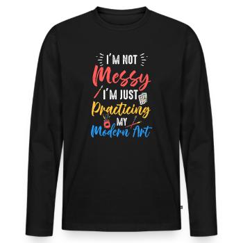 Ich bin kein chaotisches Gemälde mit moderner Kunst - Männer Premium Bio Langarmshirt - Schwarz - Vorne - Nico (187cm)