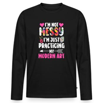 Ich bin kein chaotisches Gemälde mit moderner Kunst - Männer Premium Bio Langarmshirt - Schwarz - Vorne - Nico (187cm)