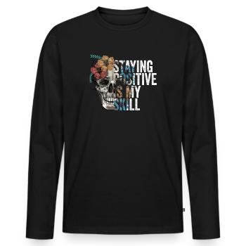 Rester positif est ma compétence - T-shirt manches longues Premium bio Homme - noir - Devant - Nico (187cm)