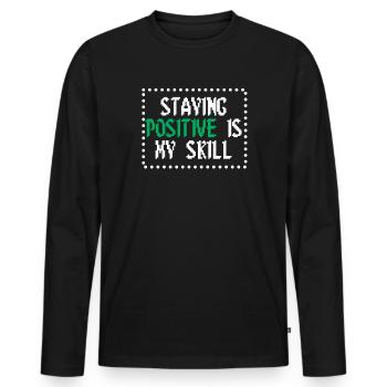 Positiv zu bleiben ist meine Kunst - Männer Premium Bio Langarmshirt - Schwarz - Vorne - Nico (187cm)