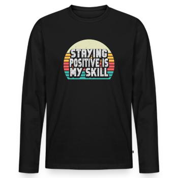 Rester positif est ma compétence - T-shirt manches longues Premium bio Homme - noir - Devant - Nico (187cm)