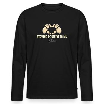 Positiv zu bleiben ist meine Kunst - Männer Premium Bio Langarmshirt - Schwarz - Vorne - Nico (187cm)